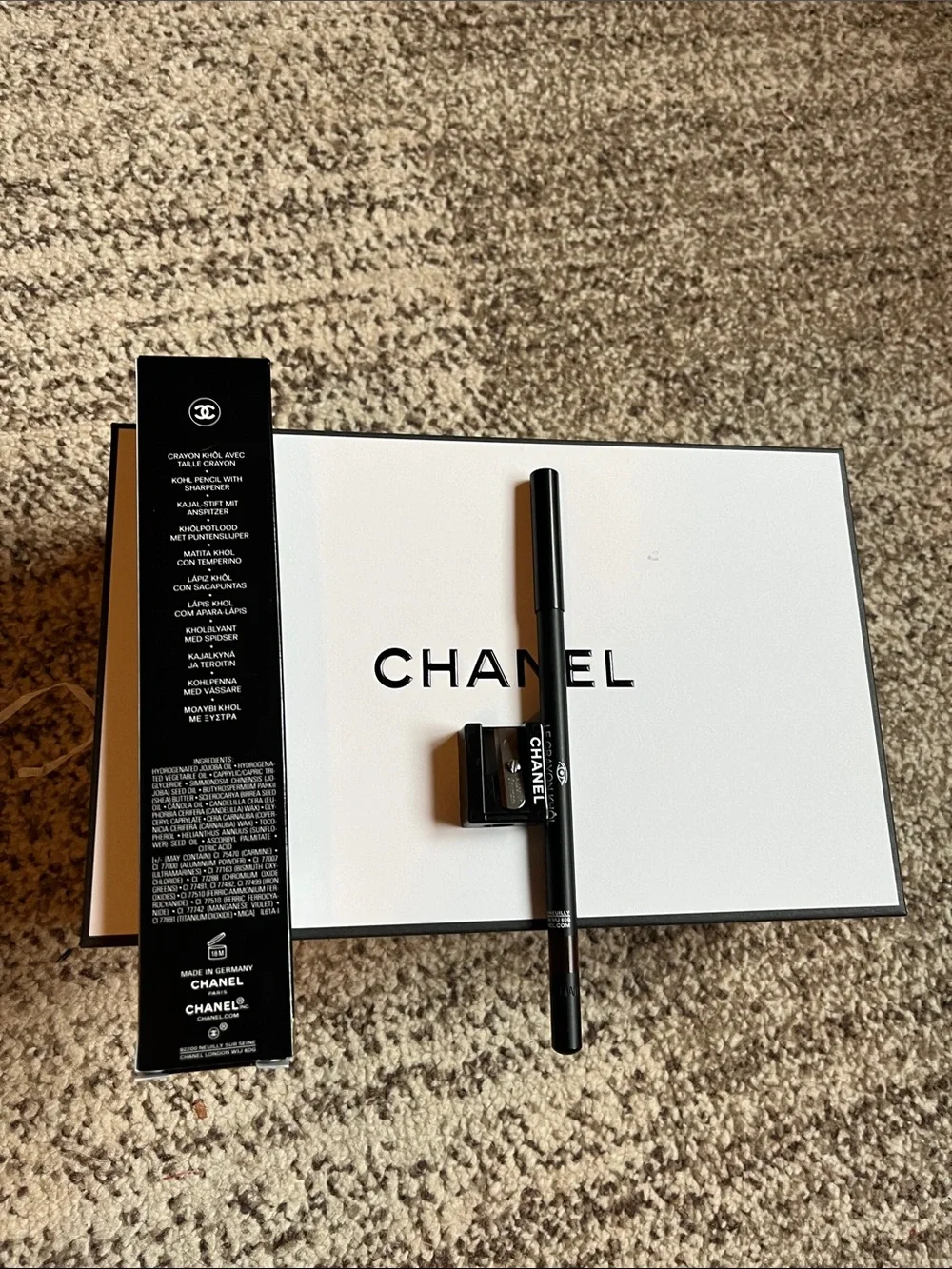 Chanel Pencil and Sharpener, brown color.